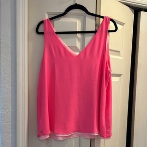 Women's Pink V-Neck Sleeveless Top